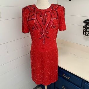 Vintage Beaded Silk Dress